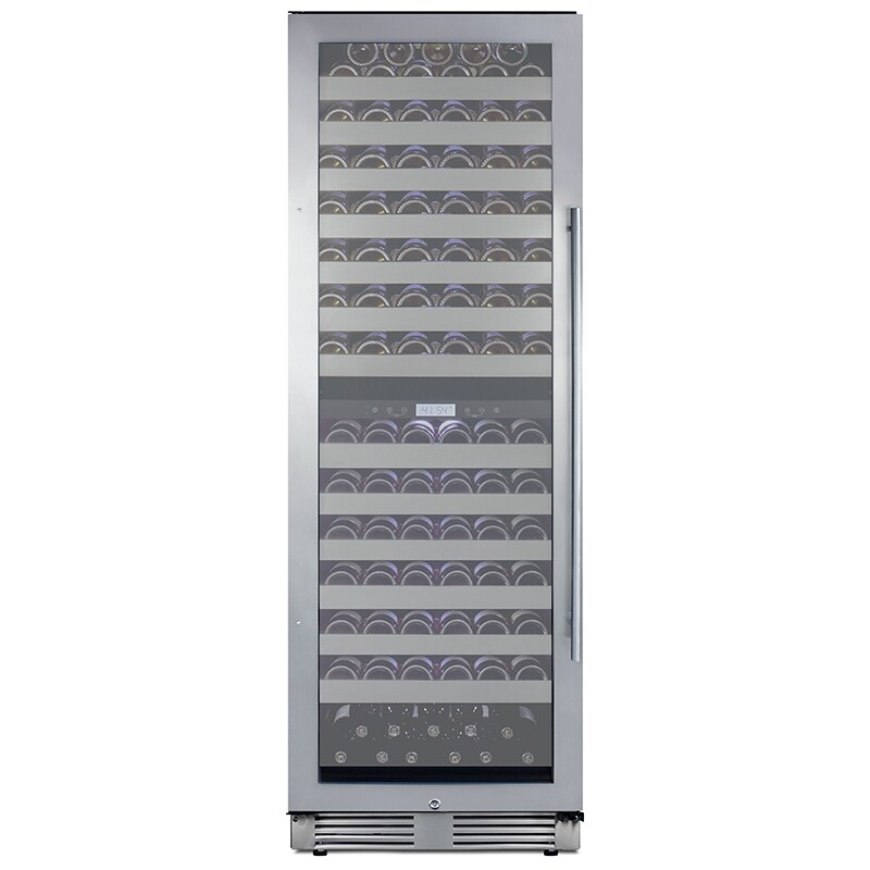 Summit 24 in. Wine Cooler with Wire Racks, Dual Temperature Zones & 163 Bottle Capacity - Stainless Steel, , hires