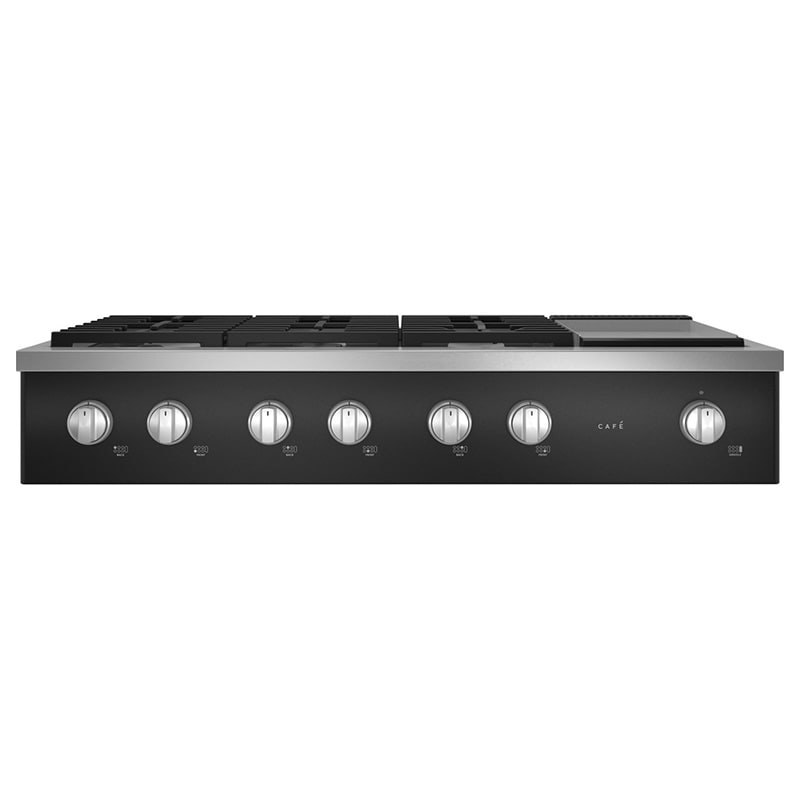 Cafe 48 in. 6-Burner Natural Gas Rangetop with Griddle, Simmer Burner & Power Burner - Matte Black, Matte Black, hires