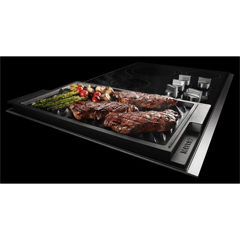 Maytag 36 in. 5-Burner Electric Cooktop with Power Burner, Reversible Grill & Griddle - Stainless Steel, , hires