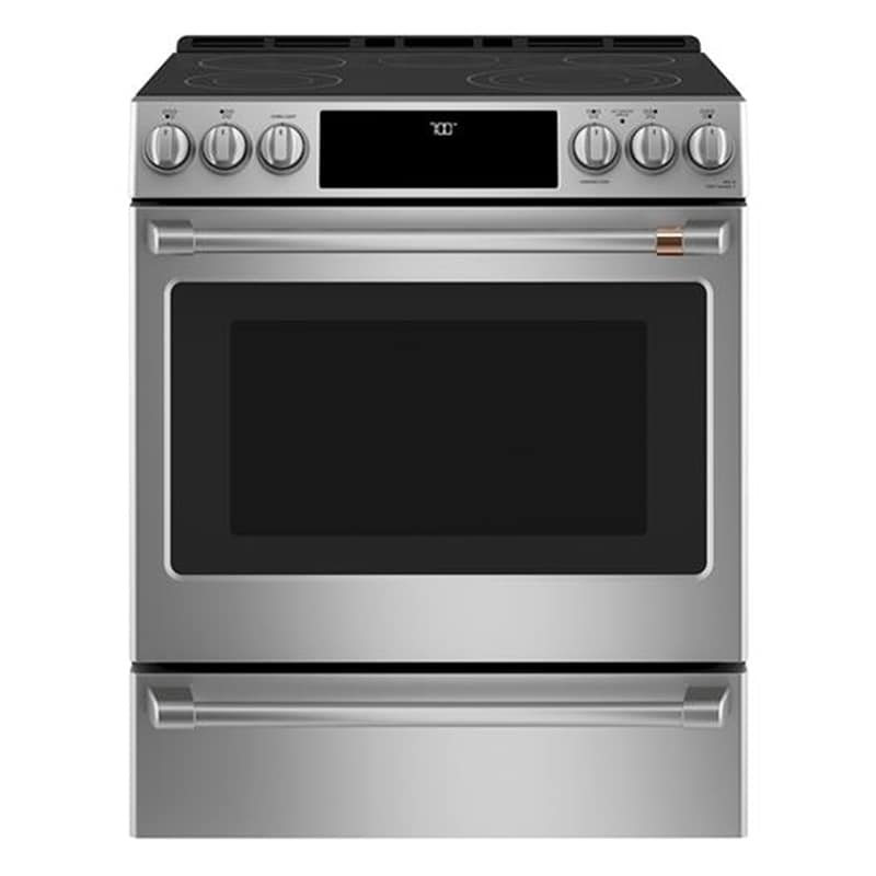 Cafe 30 in. 5.7 cu. ft. Smart Air Fry True European Convection Slide-In Electric Range with Smoothtop Burners - Stainless Steel, Stainless Steel, hires