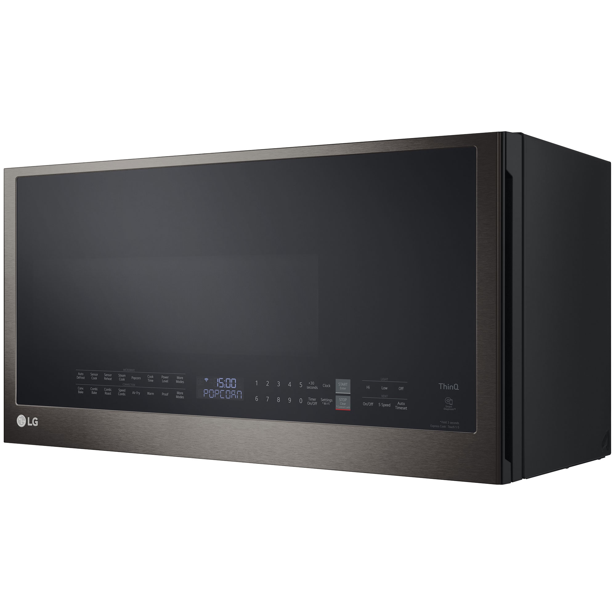 LG 30 in. 1.7 cu. ft. 950W Smart Over-the-Range Microwave with 300 CFM, Convection & Sensor Cooking - PrintProof Black Stainless Steel, PrintProof Black Stainless Steel, hires
