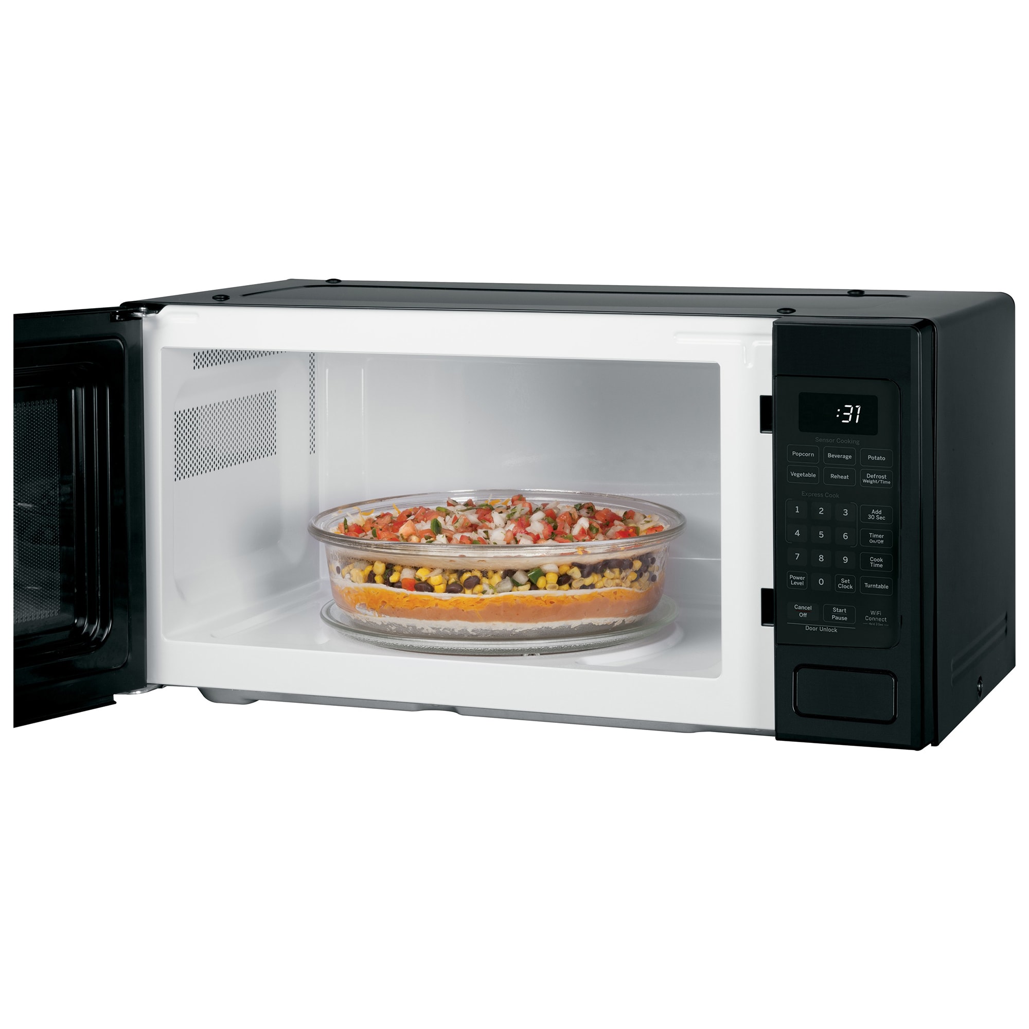 GE Profile 24 in. 1.1 cu. ft. 800W Smart Countertop Microwave with Sensor Cooking - Black, Black, hires