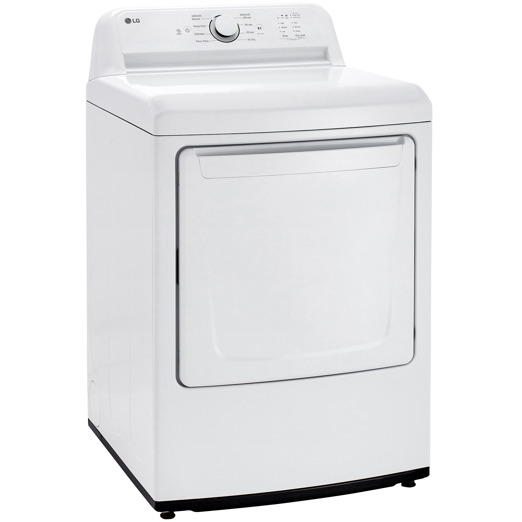 LG 27 in. 7.3 cu. ft. Electric Dryer with FlowSense Duct Clogging Indicator, LoDecibel Quiet Operation & Sensor Dry - White, White, hires