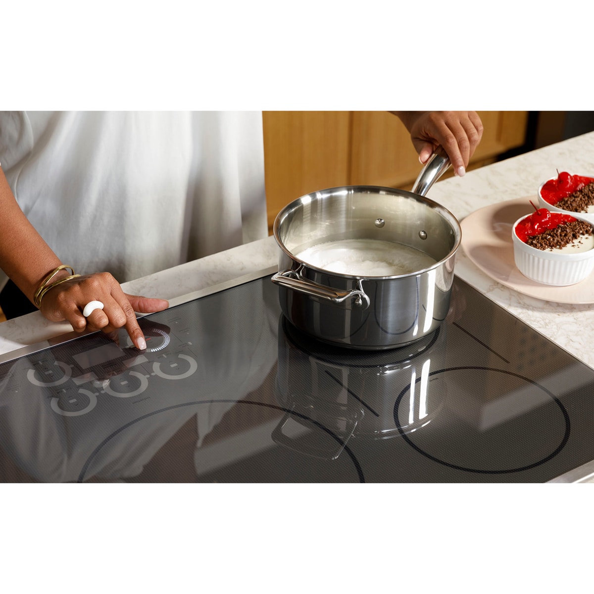 Cafe 36 in. 5-Burner Smart Induction Cooktop with Simmer Burner & Power Burner - Stainless Steel, , hires