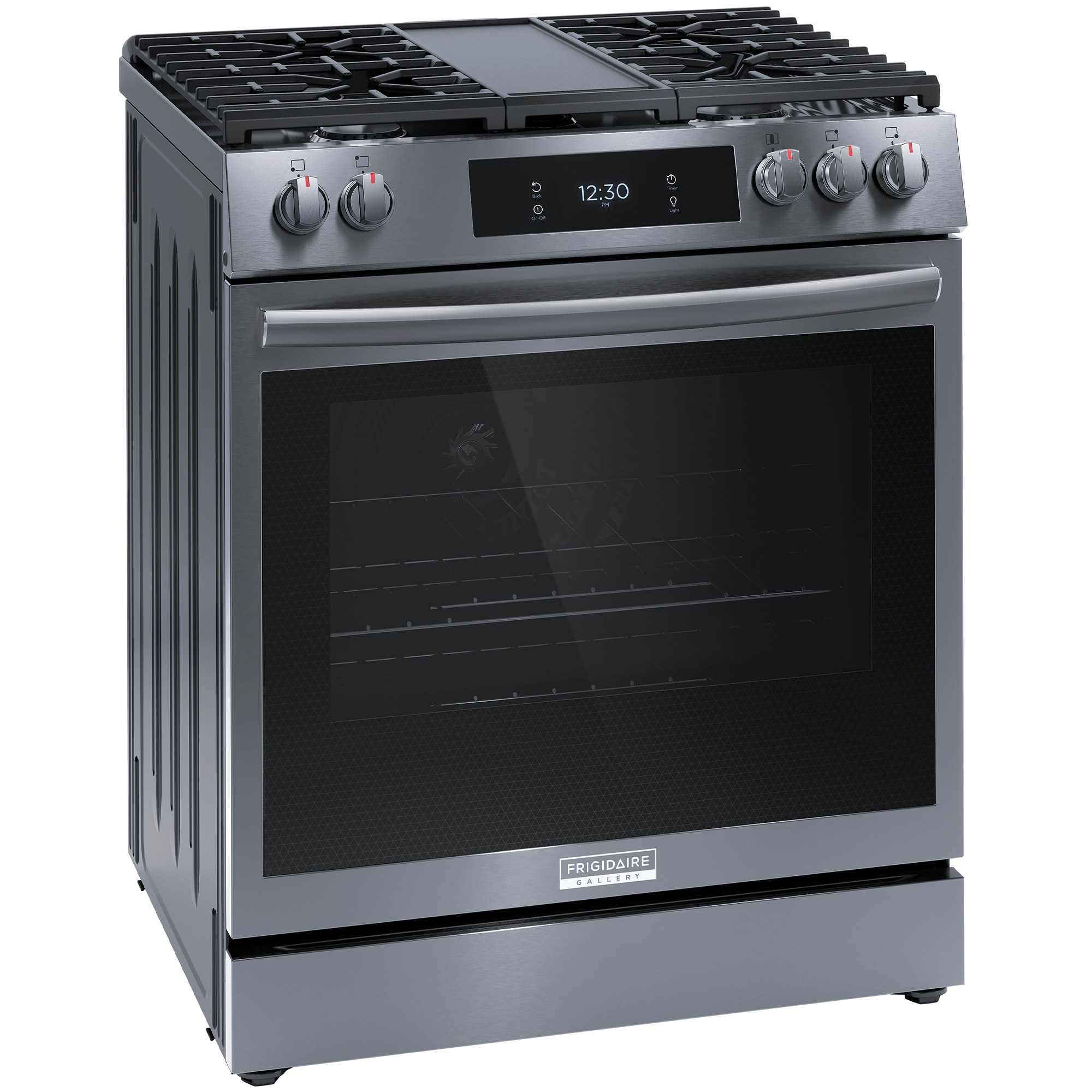 Frigidaire Gallery 30 in. 6 cu. ft. Air Fry True European Convection Steam Gas Range with 5 Sealed Burners & Griddle - Black Stainless, , hires