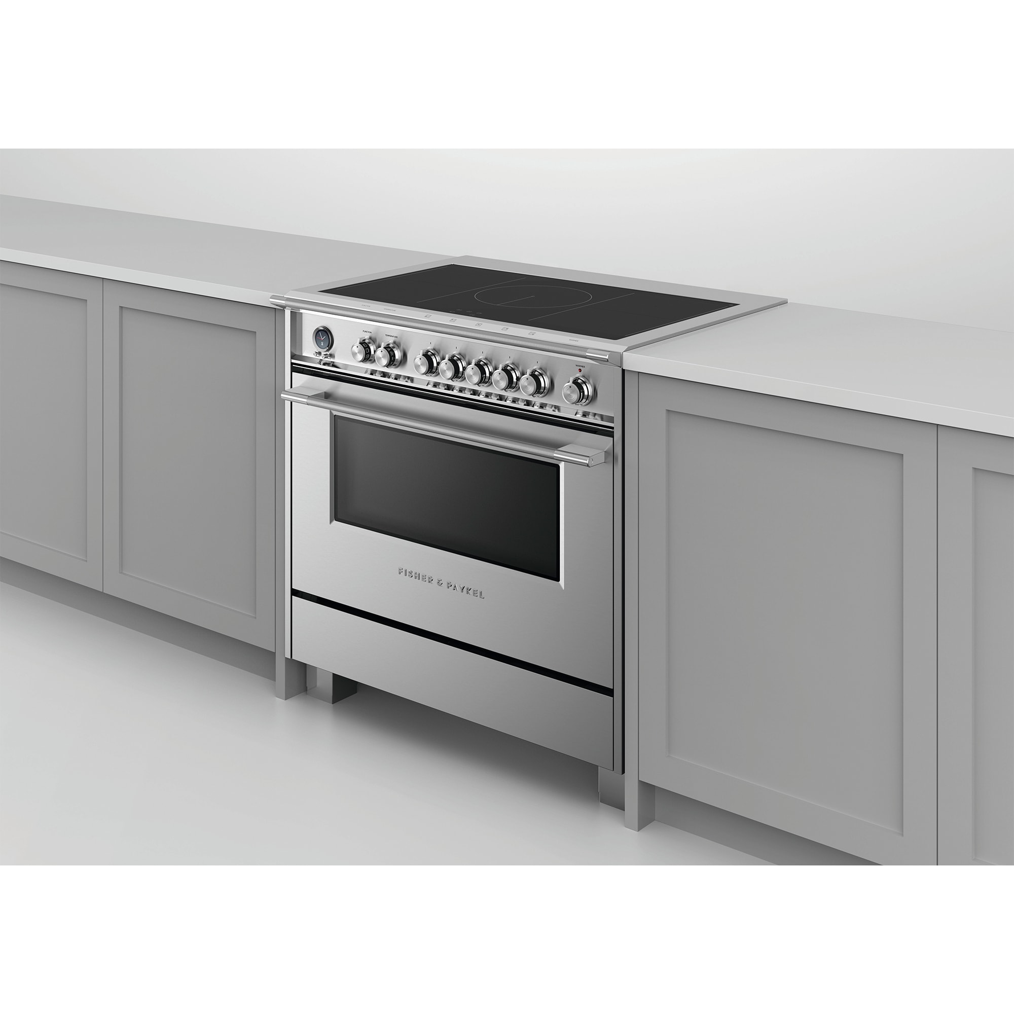 Fisher & Paykel Series 9 Classic 36 in. 4.9 cu. ft. Dual Convection Electric Range with 5 Induction Burners - Stainless Steel, , hires