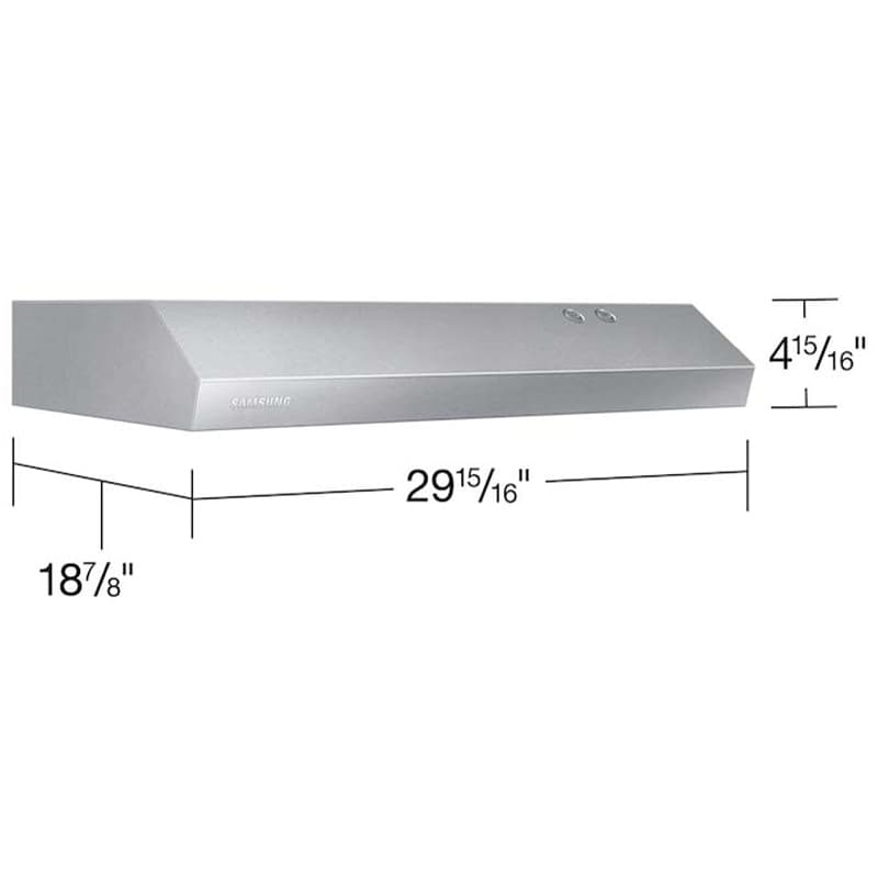 Samsung 30 in. Standard Style Range Hood with 2 Speed Settings, 200 CFM & 2 LED Lights - Stainless Steel, , hires