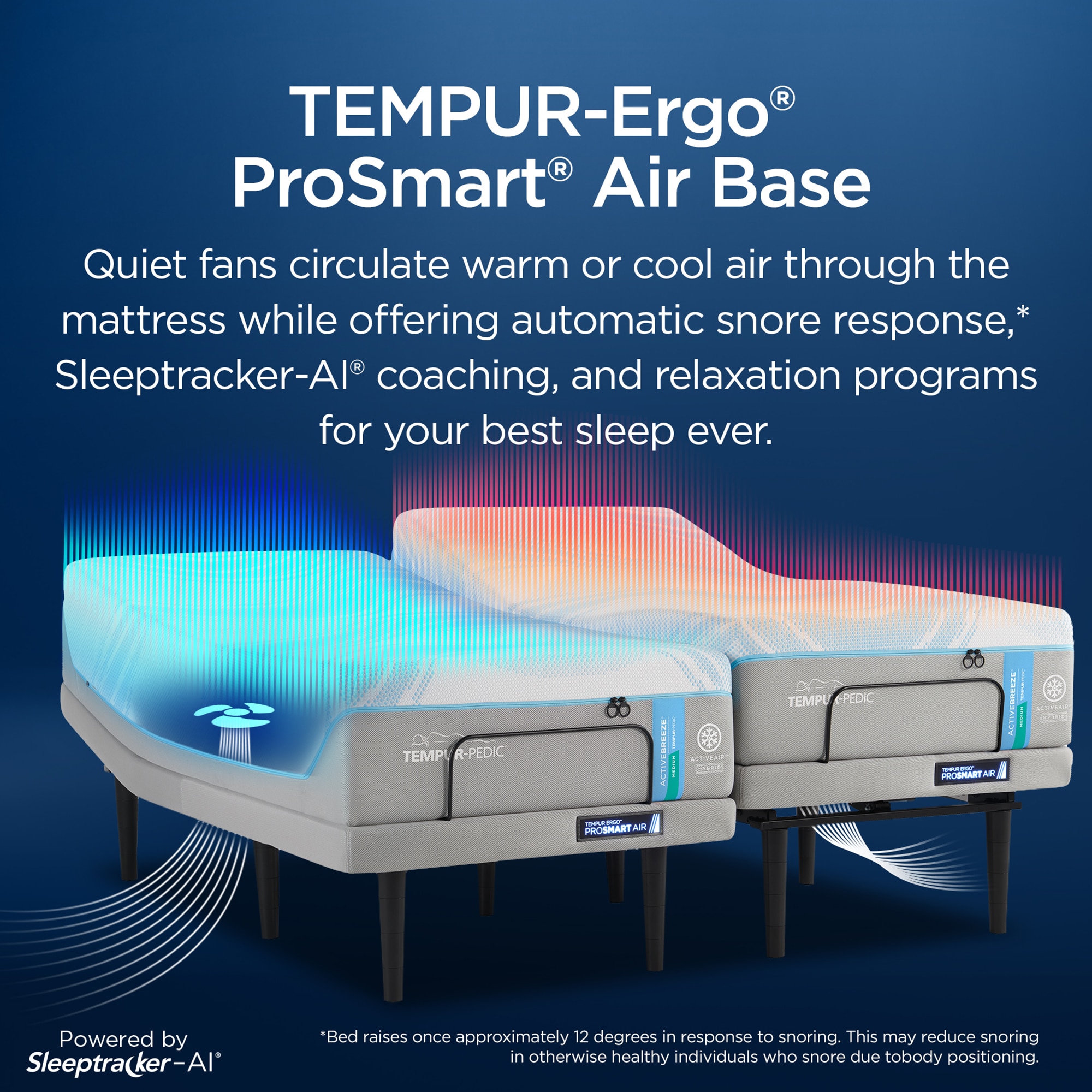 Tempur-Pedic TEMPUR-Ergo ProSmart Air 3.8 in. Twin XL Size Adjustable Head and Foot Base with Massage Motion, , hires