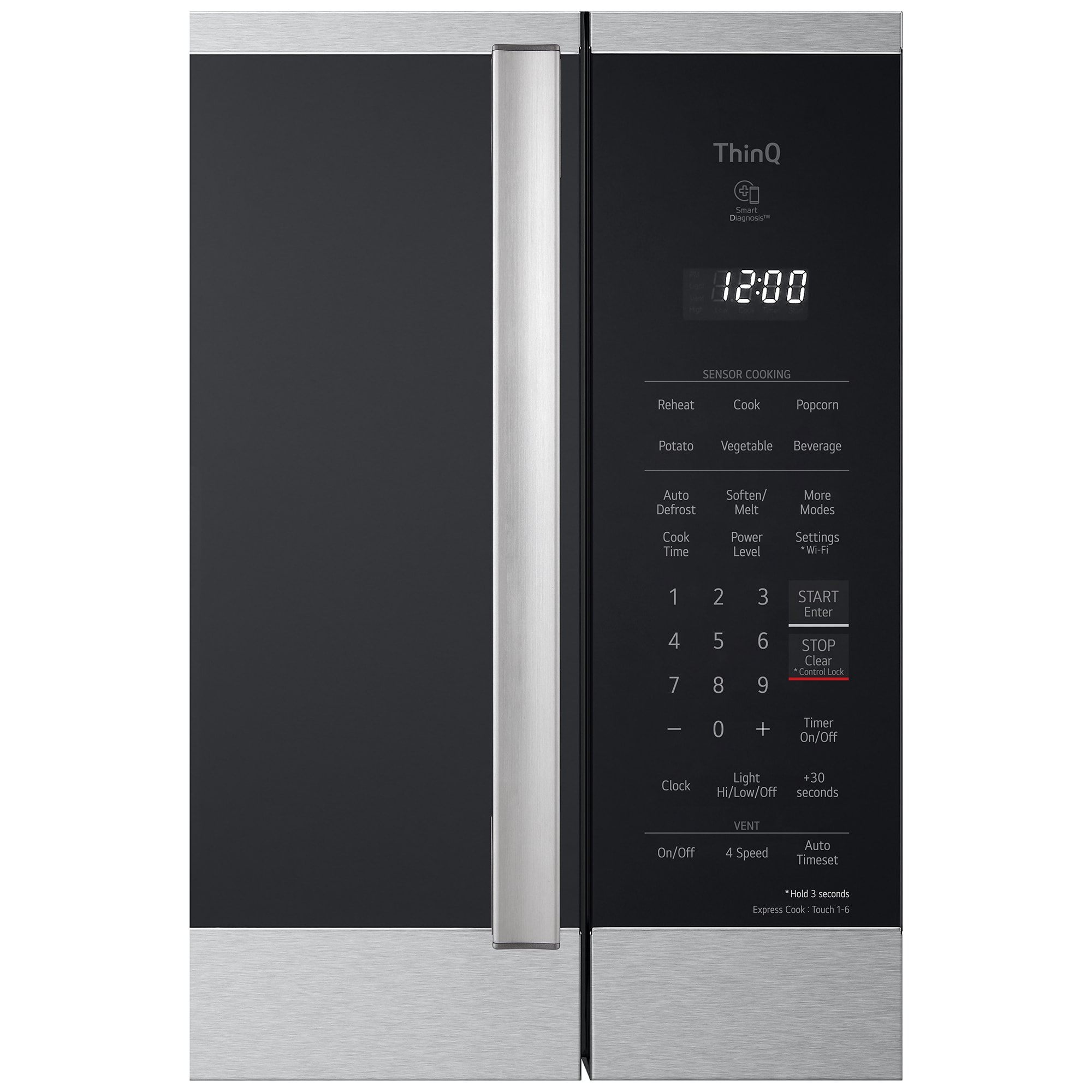 LG 30 in. 2.1 cu. ft. 1050W Smart Over-the-Range Microwave with 400 CFM & Sensor Cooking - PrintProof Stainless Steel, , hires
