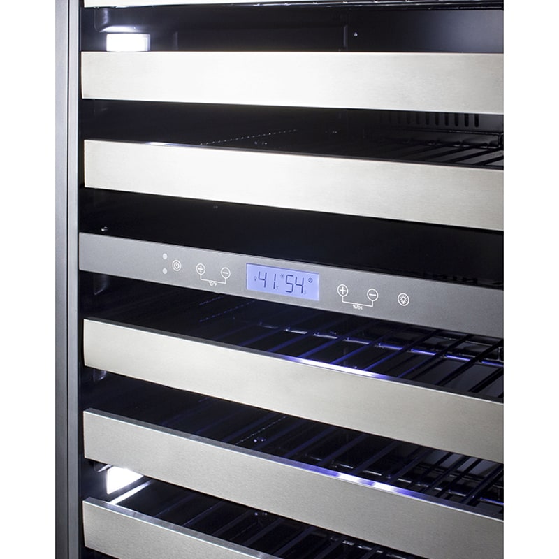 Summit 24 in. Wine Cooler with Wire Racks, Dual Temperature Zones & 163 Bottle Capacity - Stainless Steel, , hires