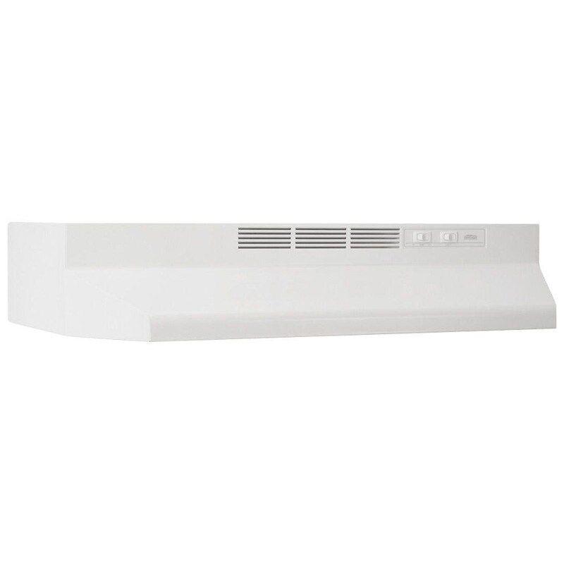 Broan 41000 Series 24 in. Ductless Standard Style Range Hood with 2 Fan Speeds & 1 LED Light - White, , hires