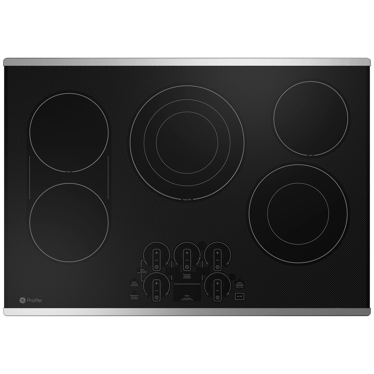 GE Profile 30 in. 5-Burner Smart Electric Cooktop with Power Burner - Stainless Steel, , hires