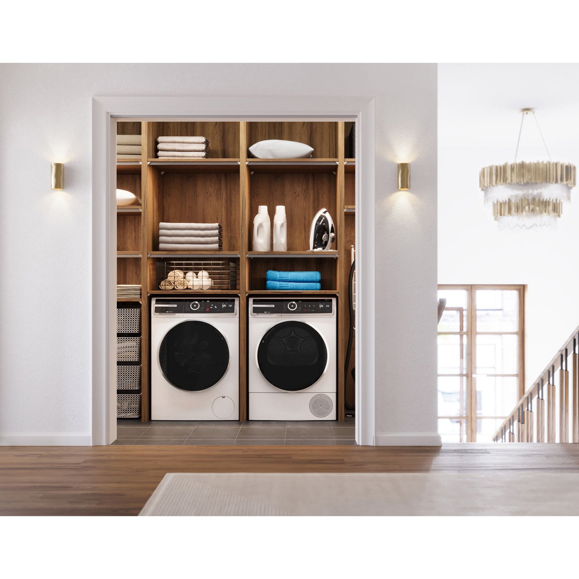 Bosch 500 Series 24 in. 2.4 cu. ft. Smart Stackable Front Load Washer with Sanitize Cycle - White, , hires