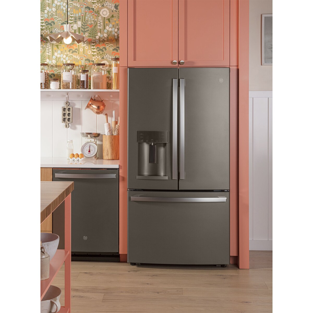 GE 36 in. 27.7 cu. ft. French Door Refrigerator with Ice & Water Dispenser - Fingerprint Resistant Slate, Slate, hires