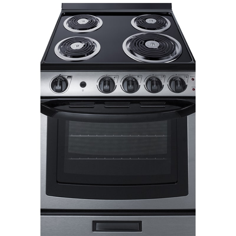 Summit 24 in. 2.9 cu. ft. Electric Range with Coil Burners - Stainless Steel, , hires
