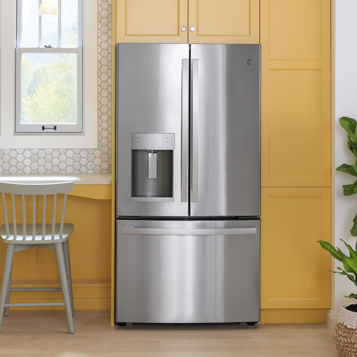 GE 36 in. 22.1 cu. ft. Counter Depth French Door Refrigerator with Ice & Water Dispenser - Fingerprint Resistant Stainless, Fingerprint Resistant Stainless, hires