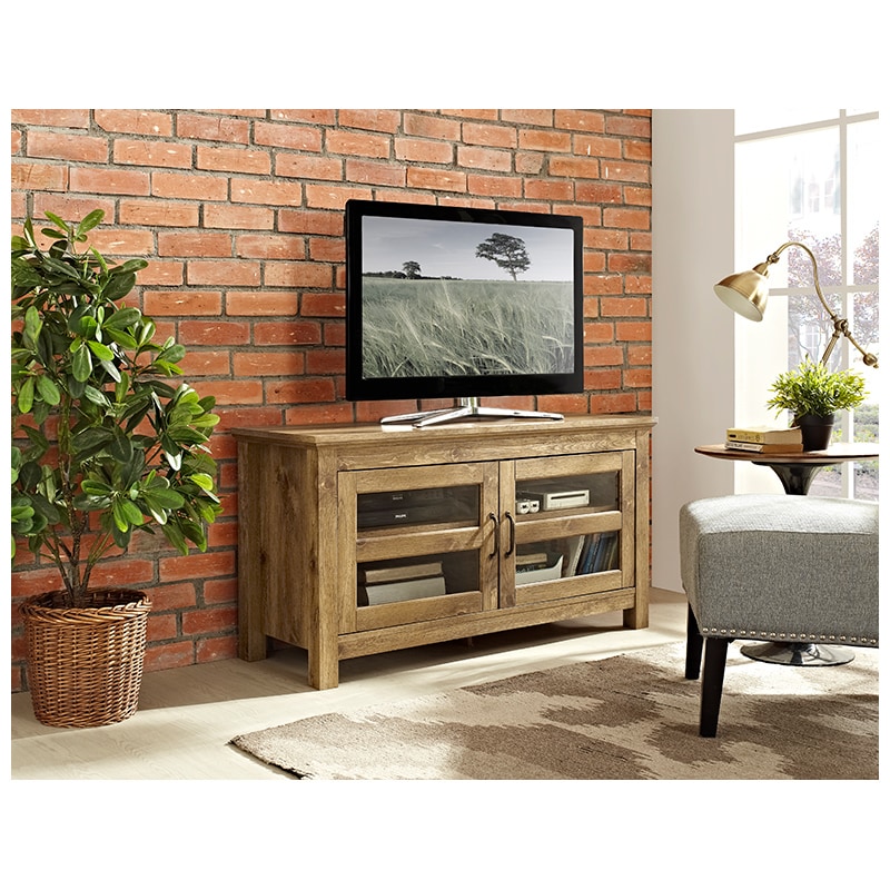 Walker Edison 44" Wood TV Media Stand Storage Console - Barnwood (RLQ44CFDBW)