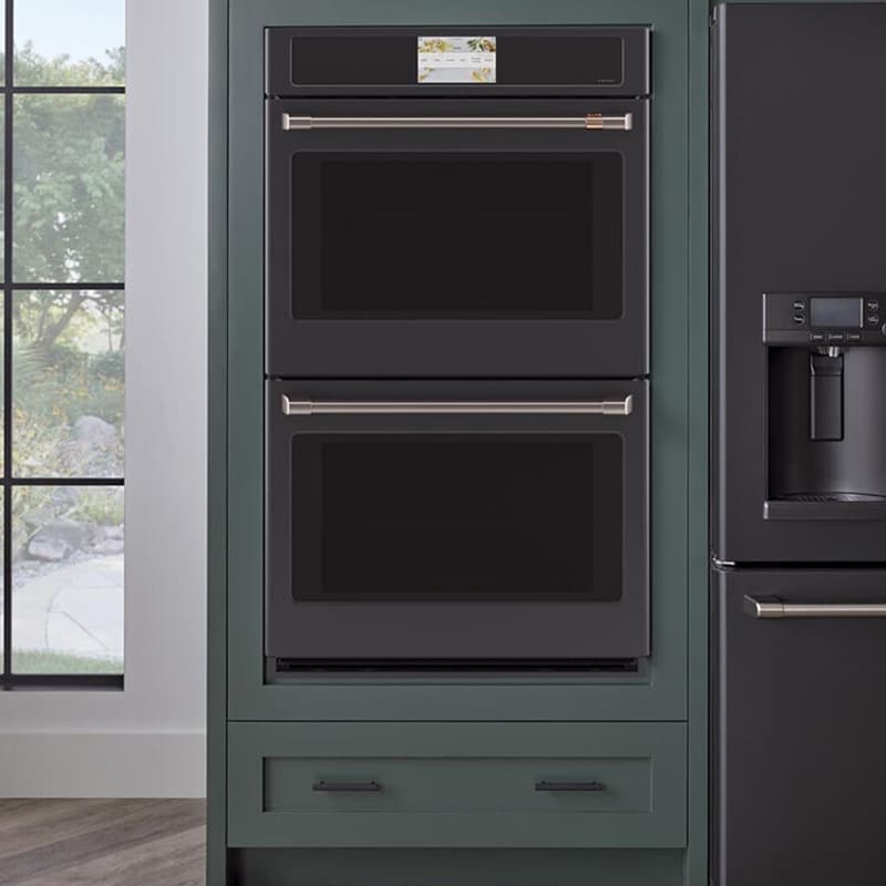 Cafe Professional Series 30 in. 10 cu. ft. Smart Top Control Electric Double Wall Oven with True European Convection - Matte Black, Matte Black, hires