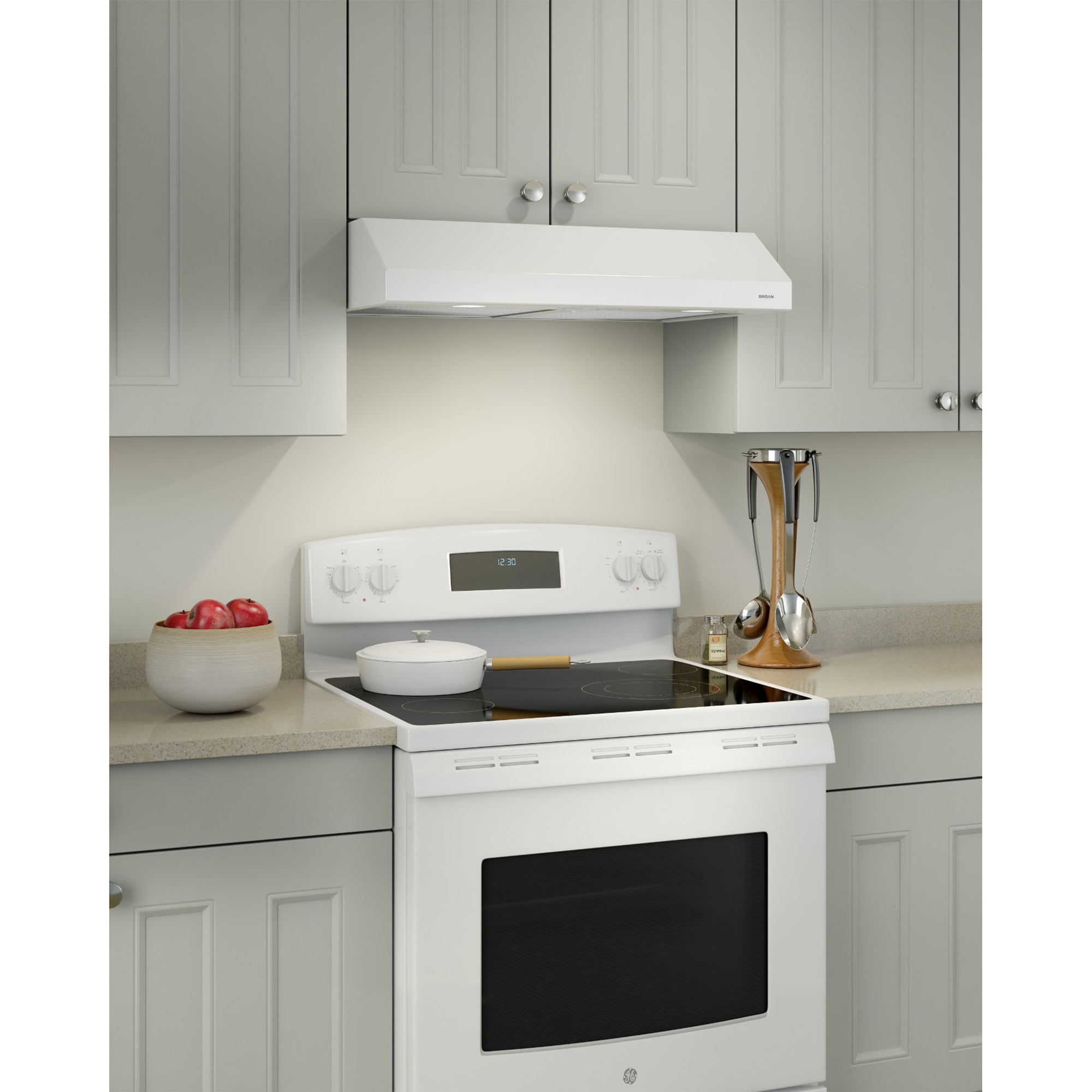 Broan Glacier BCSD1 Series 36 in. Convertible Standard Style Range Hood with 300 CFM, 2 Fan Speeds & 2 Halogen Lights - White, , hires