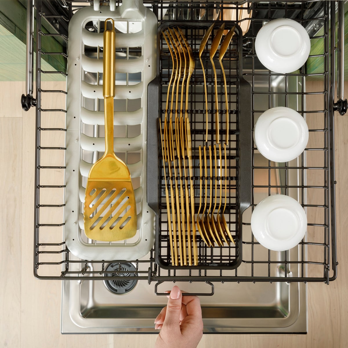 Cafe 24 in. Top Control Flush-Mount Smart Dishwasher with 39 dBa Sound Level, 3rd-Rack & Dual Convection Ultra Dry - Stainless Steel, , hires