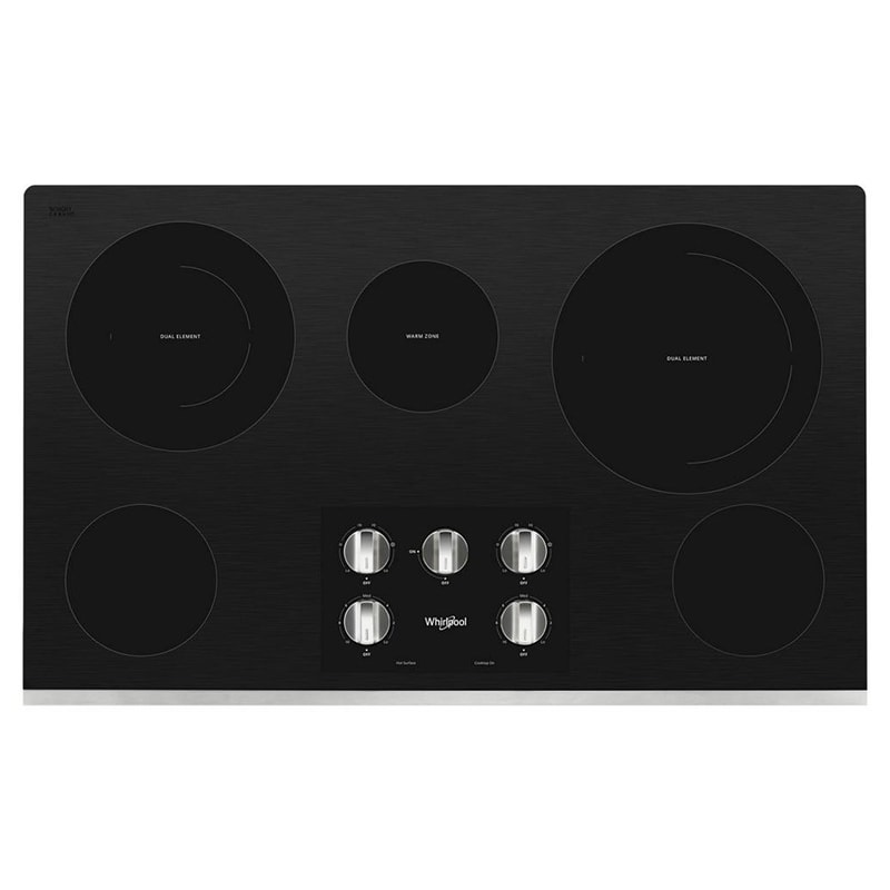 Whirlpool 36 in. 5-Burner Electric Cooktop with Simmer Burner & Power Burner - Stainless Steel, , hires