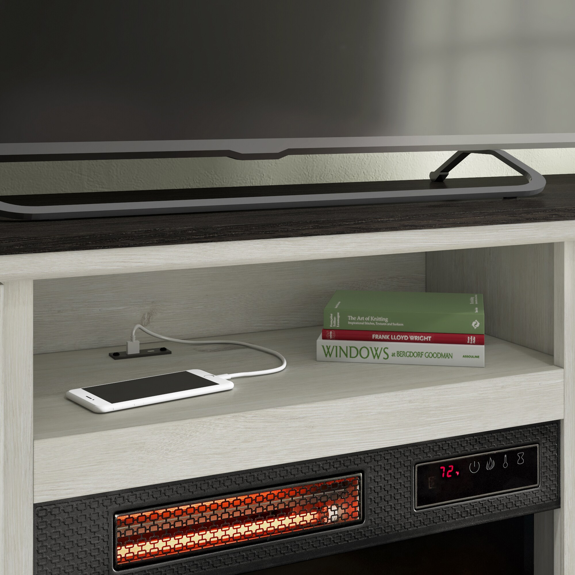 Bell'O Madeline TV Stand with Infrared Quartz Electric Fireplace - Fairfax Oak, , hires