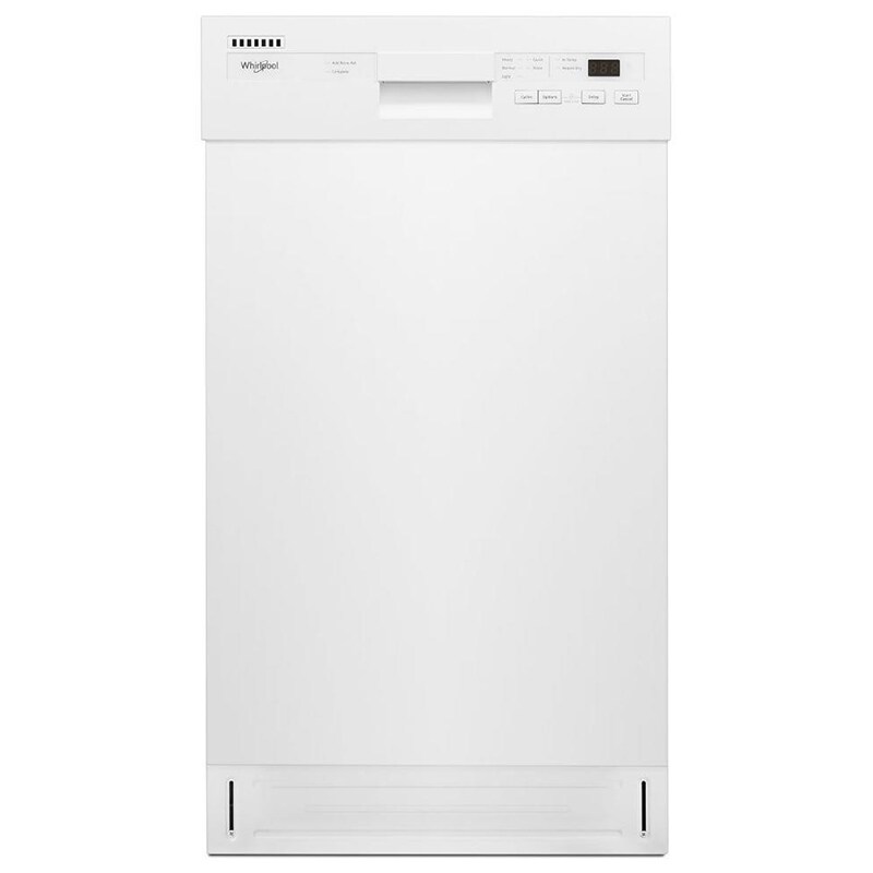 Whirlpool 18" Dishwasher with 50 dBA Quiet Level, 5 Wash Cycles & Front Controls White P.C