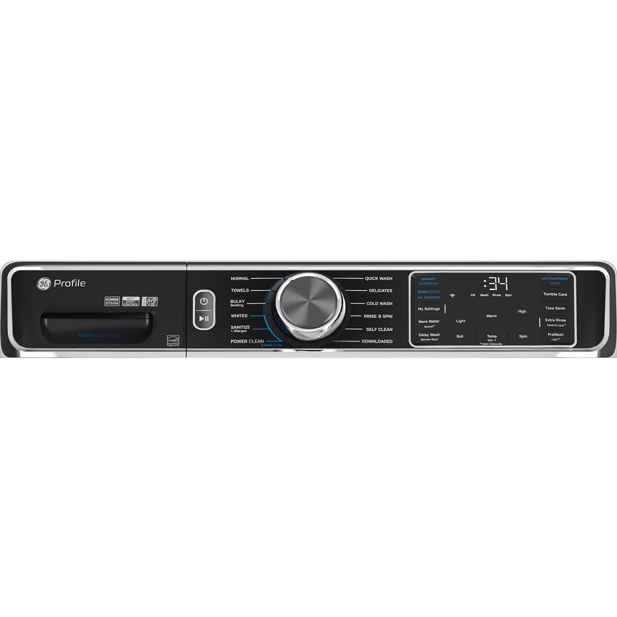 GE Profile 28 in. 5.3 cu. ft. Smart Stackable Front Load Energy Star Washer with UltraFresh Vent System+, Sanitize & Steam Cycle - White, , hires