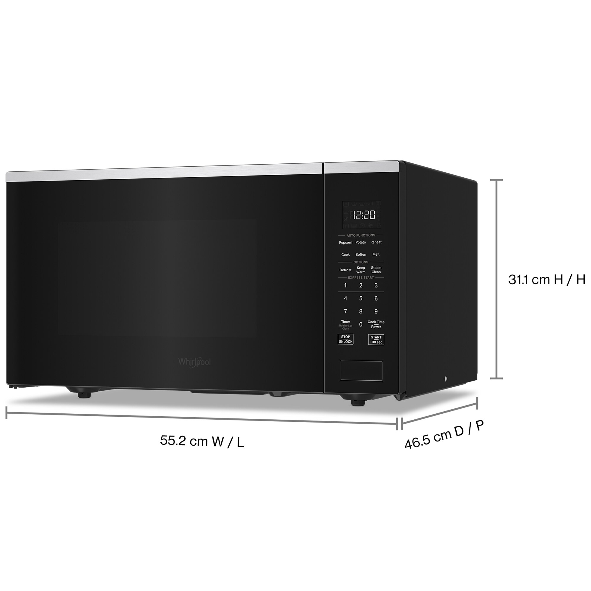 Whirlpool 22 in. 1.6 cu. ft. 1200W Countertop Microwave with Sensor Cooking - Fingerprint Resistant Stainless Steel, , hires