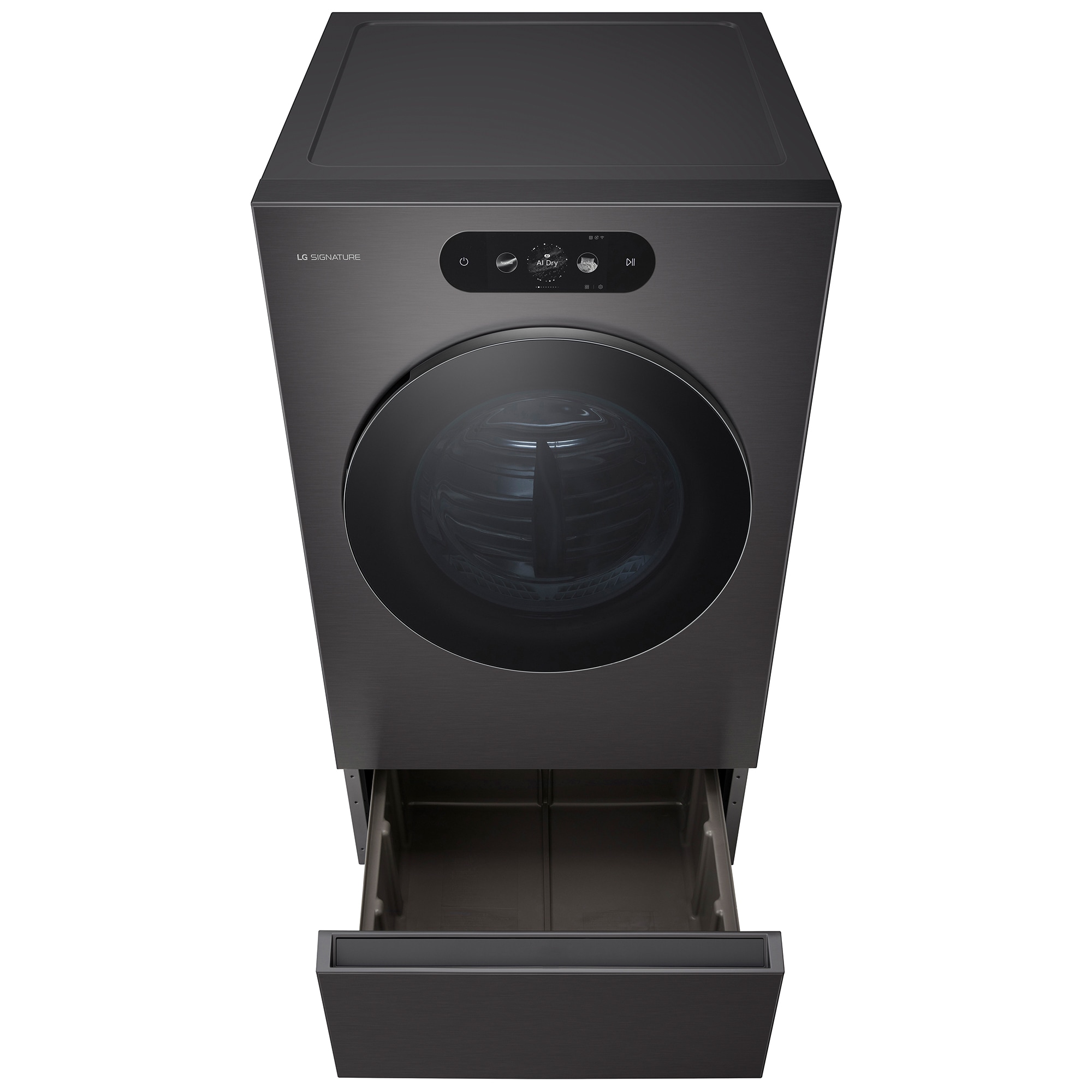 LG Signature 29 in. 9.0 cu. ft. Smart Stackable Electric Dryer with Built-In Intelligence, TurboSteam, AI Sensor Dry & Sanitize Cycle - Brushed Black Steel, , hires