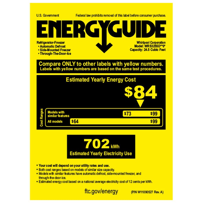 Whirlpool 36 in. 24.5 cu. ft. Side by Side Refrigerator with Ice & Water Dispenser - Black, Black, hires