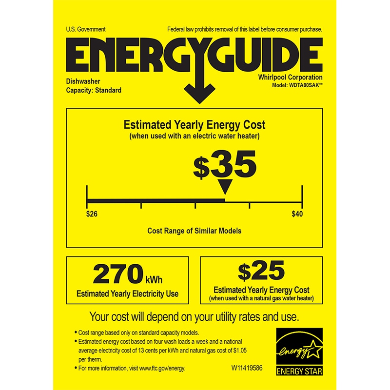 Whirlpool 24 in. Top Control Dishwasher with 41 dBa Sound Level & 3rd-Rack - Fingerprint Resistant Stainless, , hires