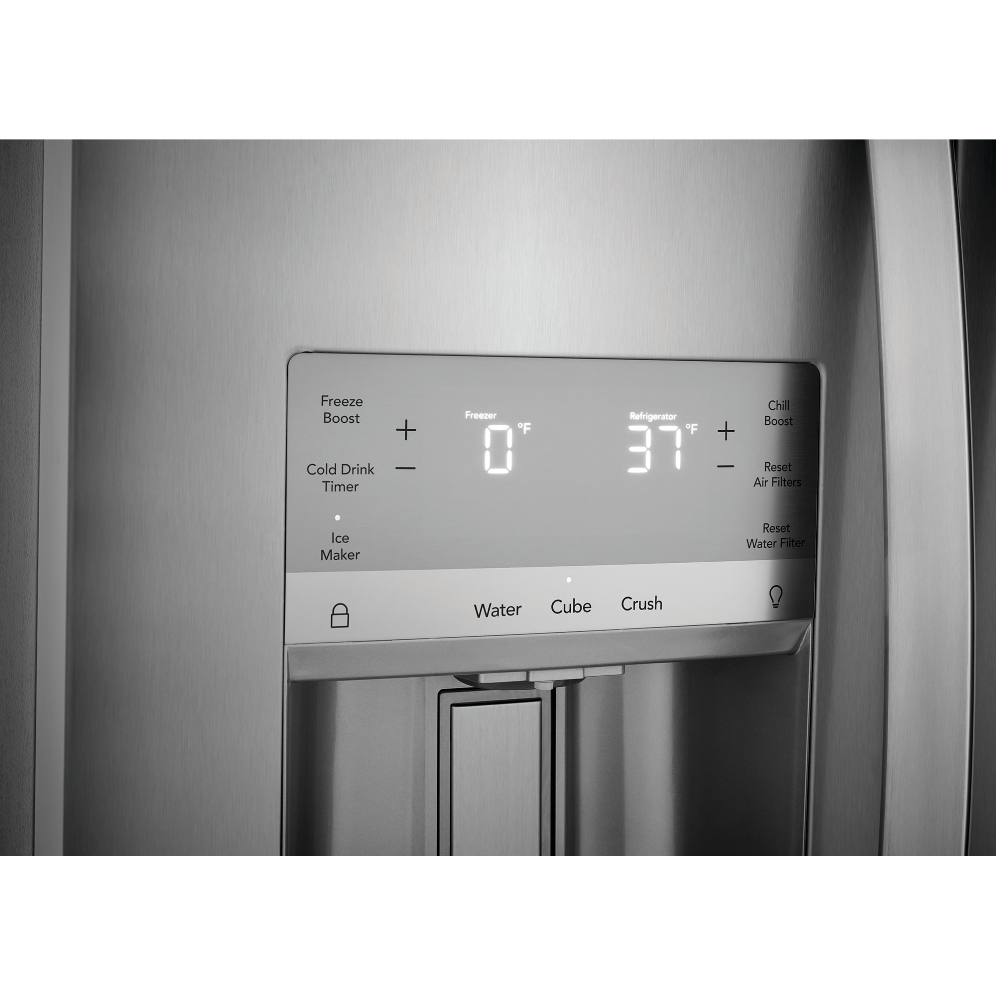 Frigidaire Gallery 36 in. 22.3 cu. ft. Counter Depth Side by Side Refrigerator with Ice & Water Dispenser - Stainless Steel, Stainless Steel, hires