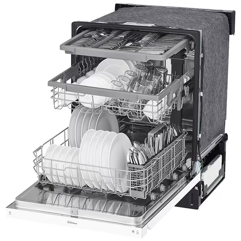 LG 24 in. Front Control Dishwasher with 48 dBa Sound Level, 3rd-Rack, Dynamic Dry & Pocket - White, White, hires