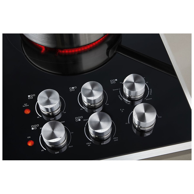 JennAir Euro-Style 36 in. 5-Burner Electric Cooktop with Downdraft & Power Burner - Stainless Steel, , hires