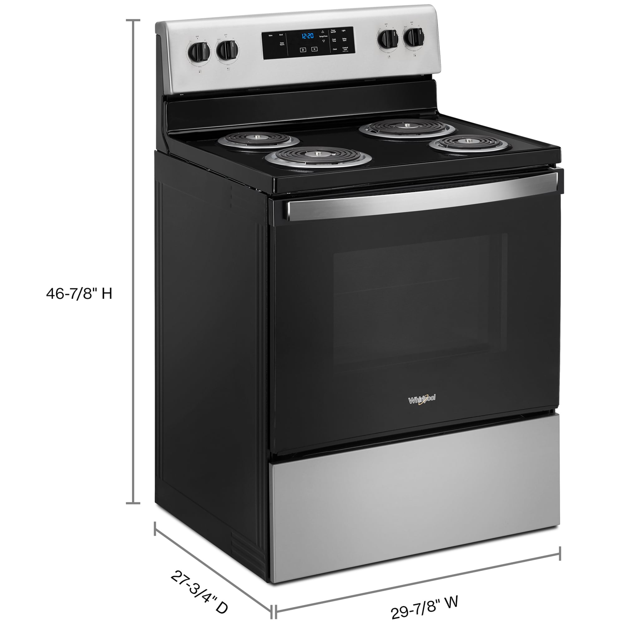 Whirlpool 30 in. 4.8 cu. ft. Electric Range with Coil Burners - Stainless Steel, Stainless Steel, hires
