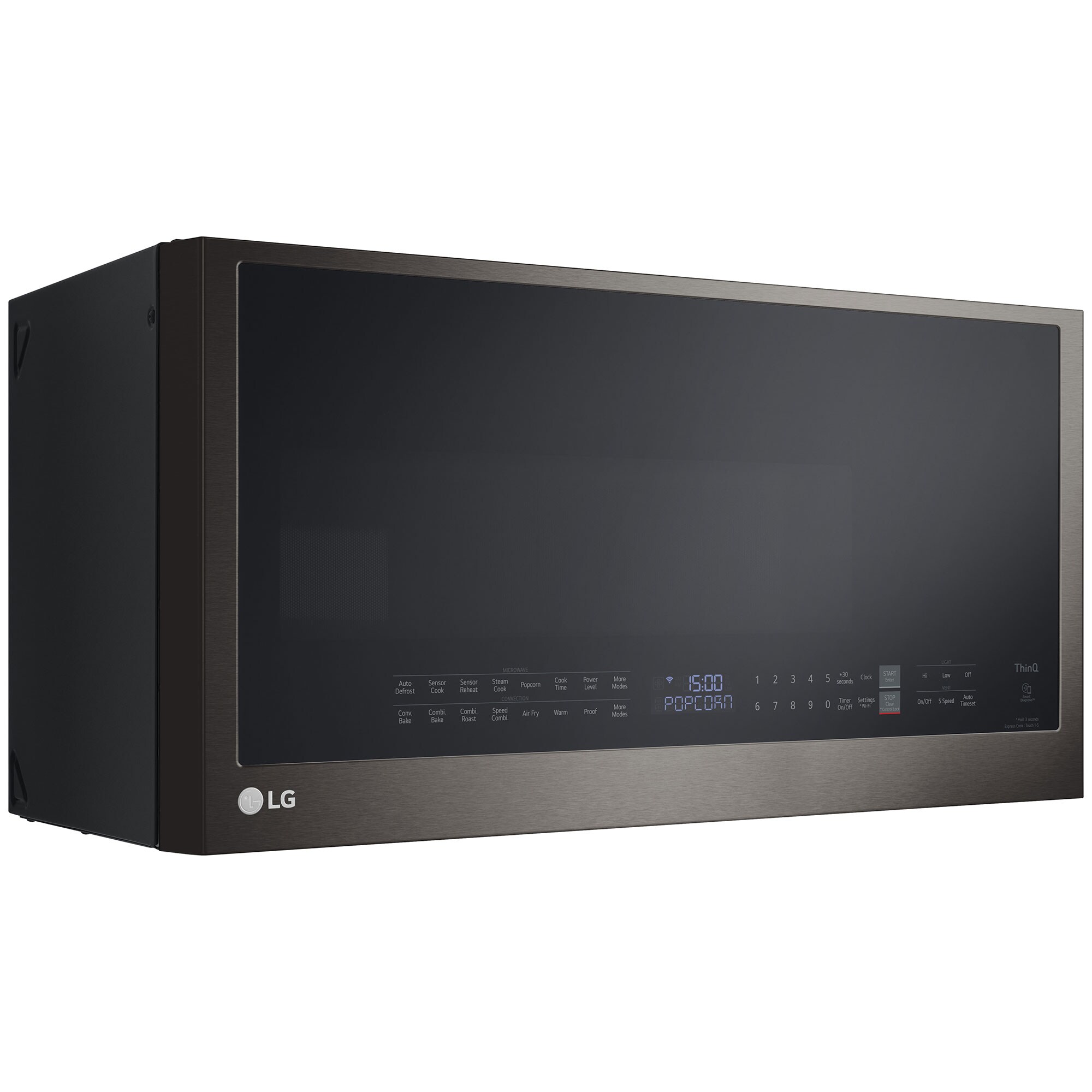 LG 30 in. 1.7 cu. ft. 950W Smart Over-the-Range Microwave with 300 CFM, Convection & Sensor Cooking - PrintProof Black Stainless Steel, PrintProof Black Stainless Steel, hires