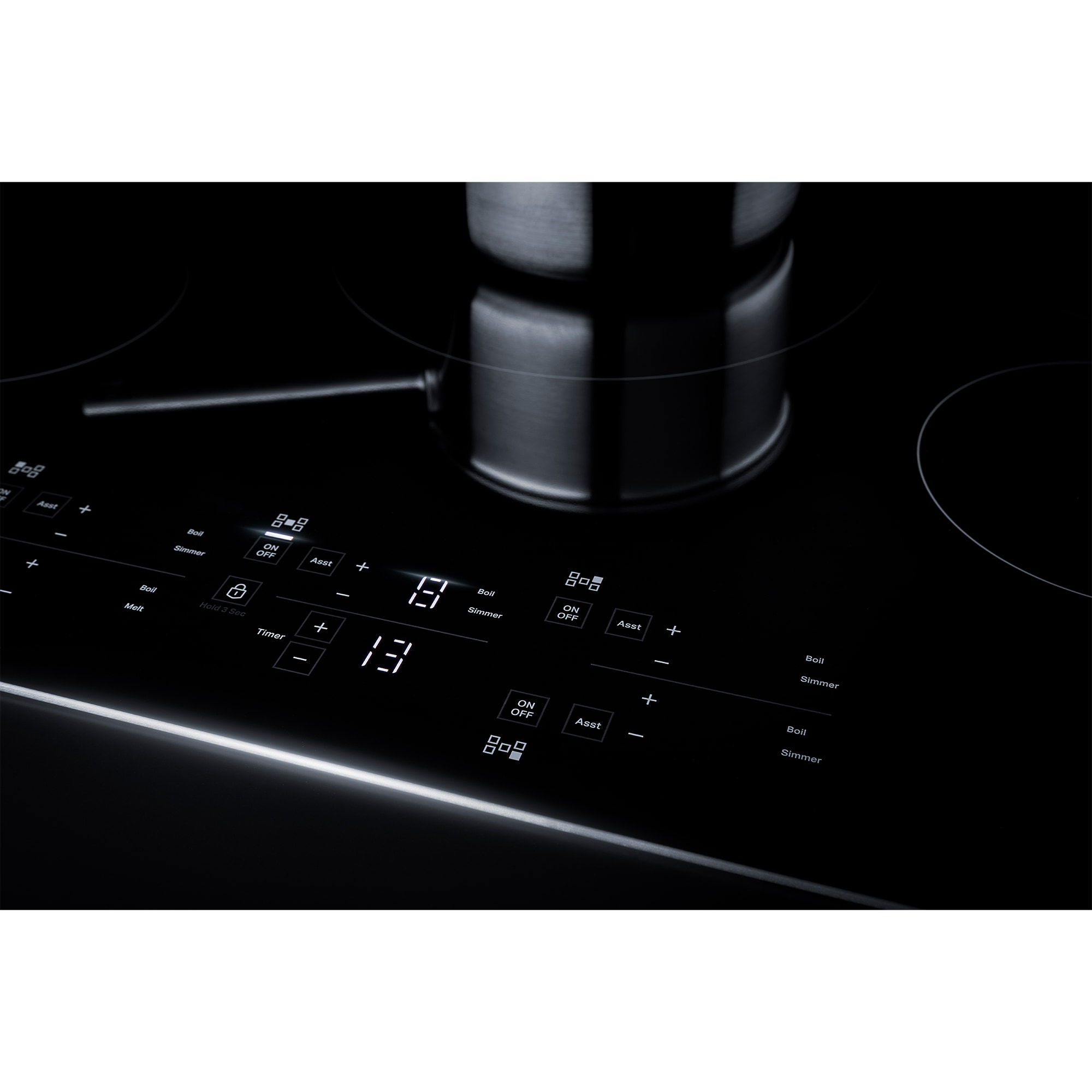 JennAir Oblivian Glass 36 in. 5-Burner Induction Cooktop with Simmer Burner & Power Burner - Black, , hires