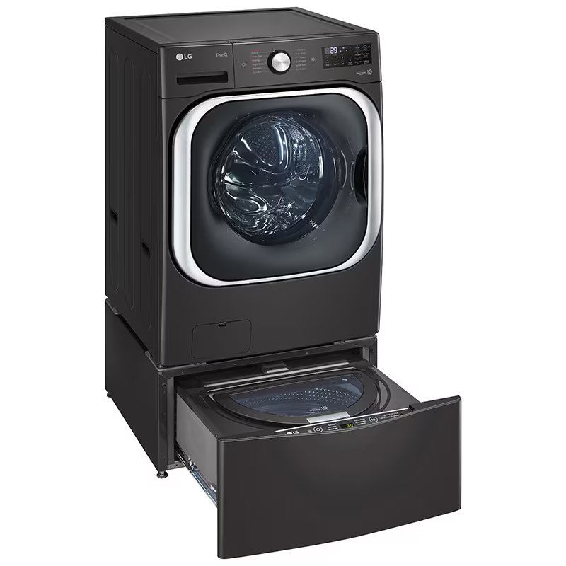 LG 29 in. 5.2 cu. ft. Smart Stackable Front Load Washer with Steam Wash Cycle - Black Steel, , hires