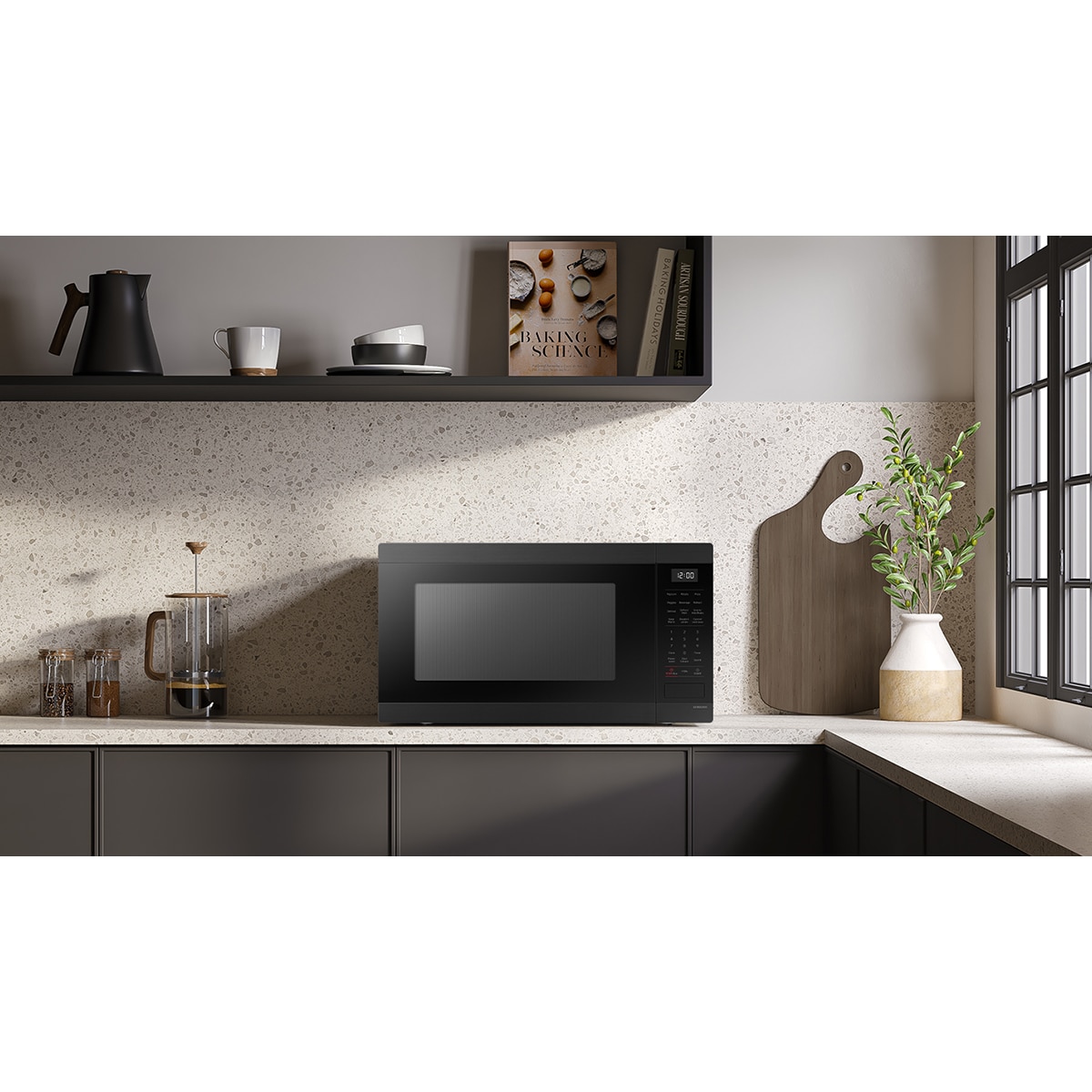 Samsung 24 in. 1.9 cu. ft. 900W Countertop Microwave with Sensor Cooking - Matte Black Steel, , hires