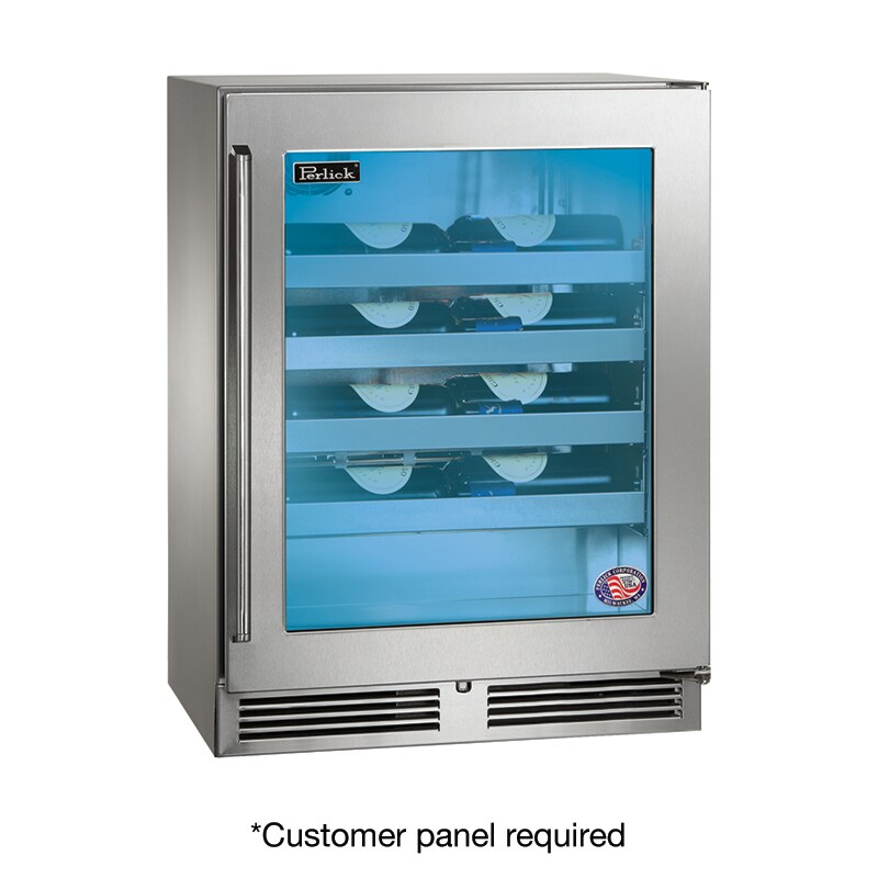 Perlick Signature Series 24 in. Undercounter Wine Reserve with Metal Racks, Single Temperature Zone & 20 Bottle Capacity - Custom Panel Ready, , hires