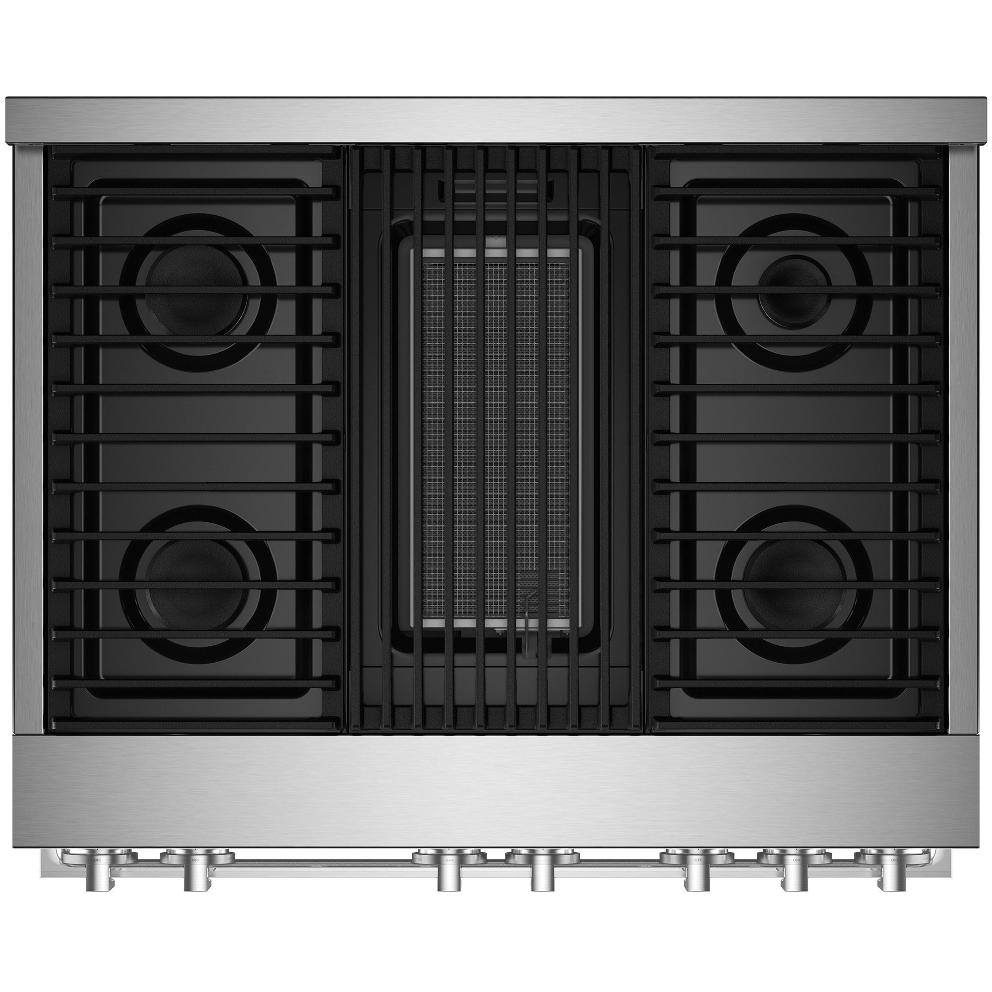 JennAir Noir Series 36 in. 5.1 cu. ft. Smart True European Convection Gas Range with 4 Sealed Burners & Grill - Stainless Steel, , hires