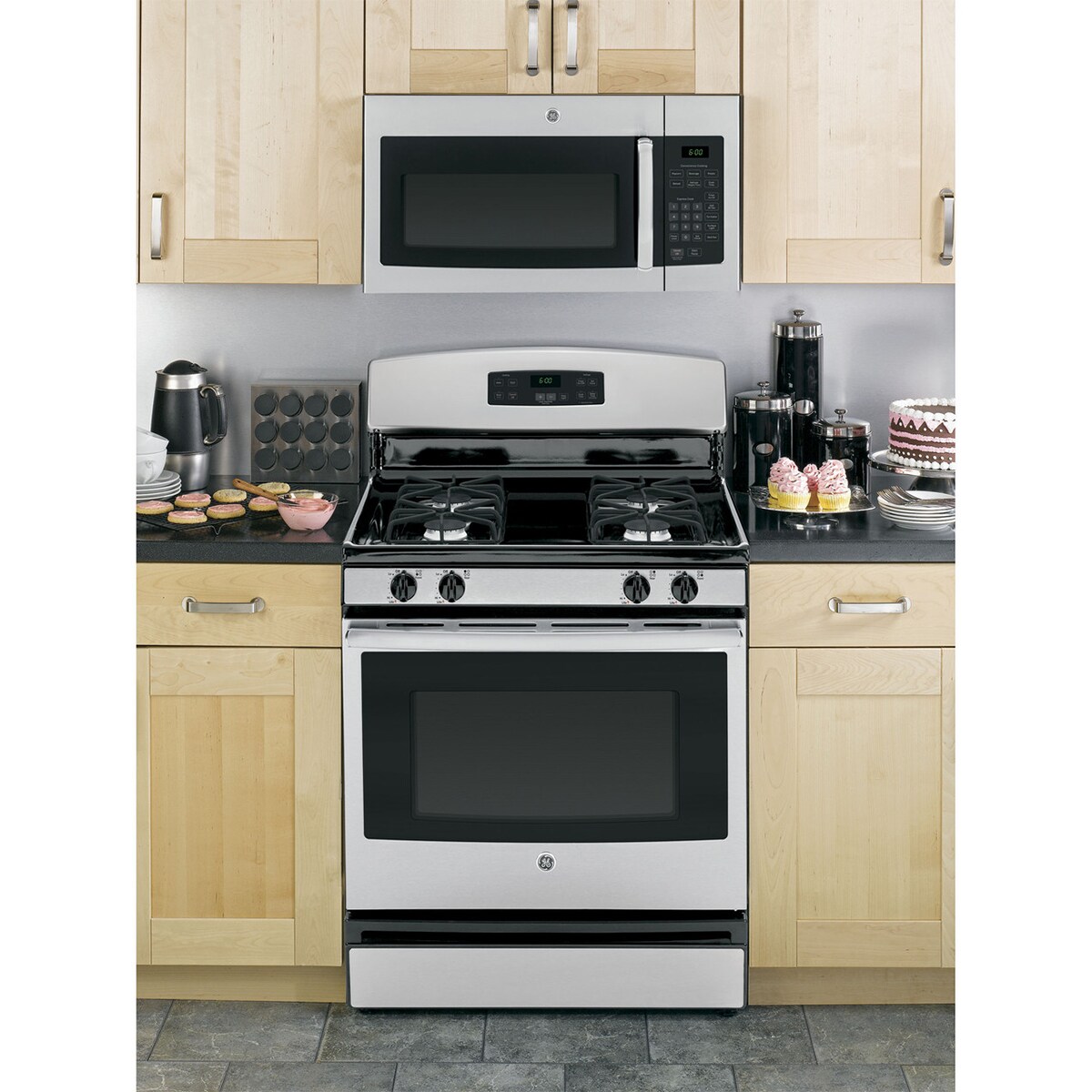 GE 30 in. 1.6 cu. ft. 1000W Over-the-Range Microwave with 300 CFM - Stainless Steel, Stainless Steel, hires