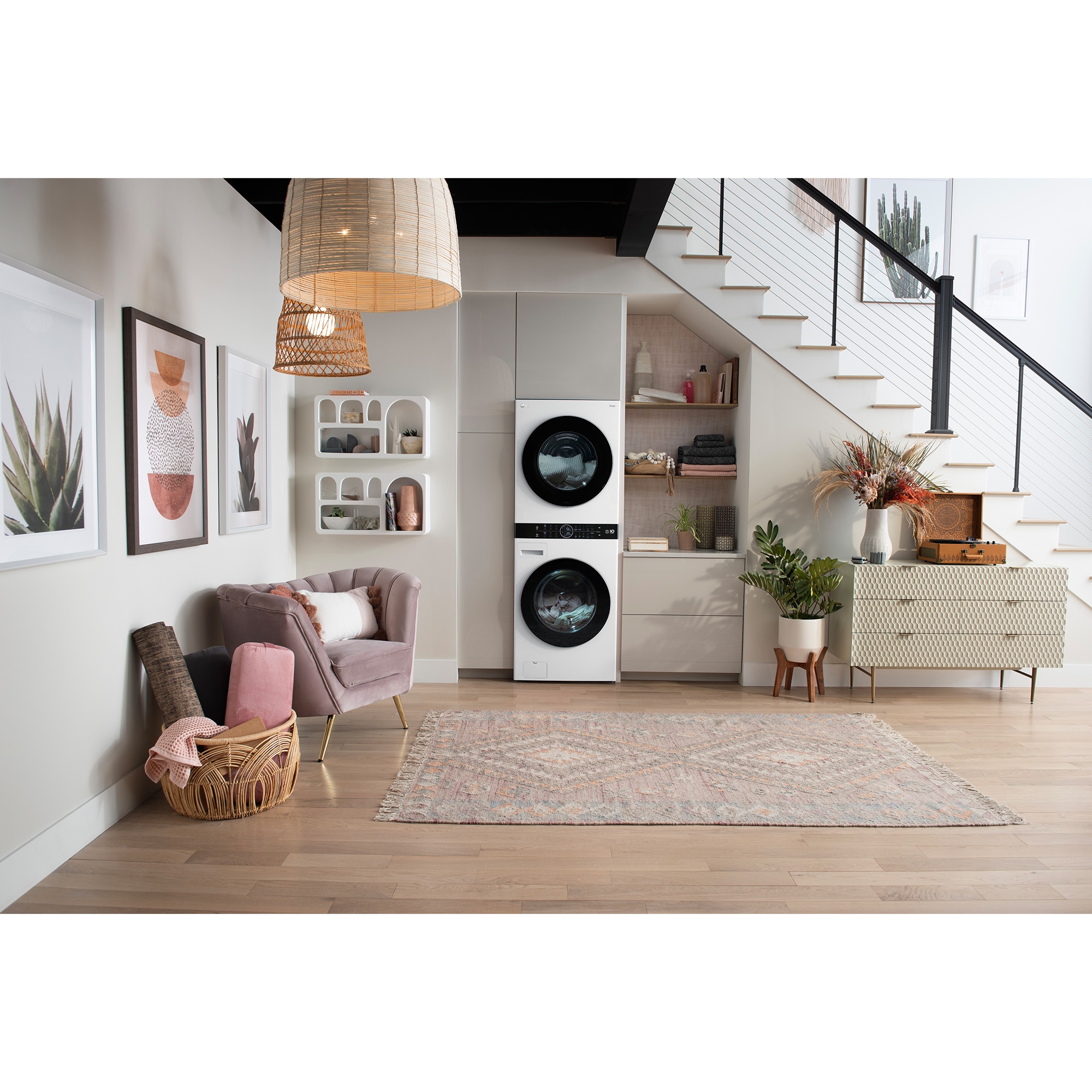 LG 27 in. 5.0 cu. ft. Smart Electric Front Load Ventless WashTower with Heat Pump, Center Control, AI Sensor Dry, Sanitize & Steam Cycle - White, , hires