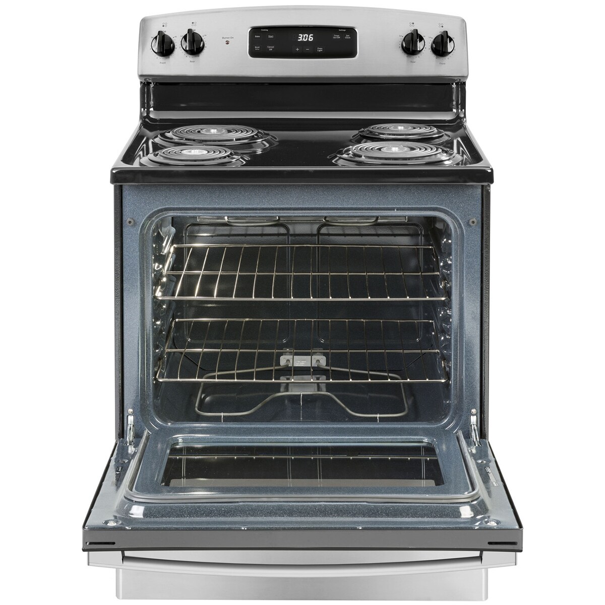 GE 30 in. 5 cu. ft. Electric Range with Coil Burners - Stainless Steel, Stainless Steel, hires