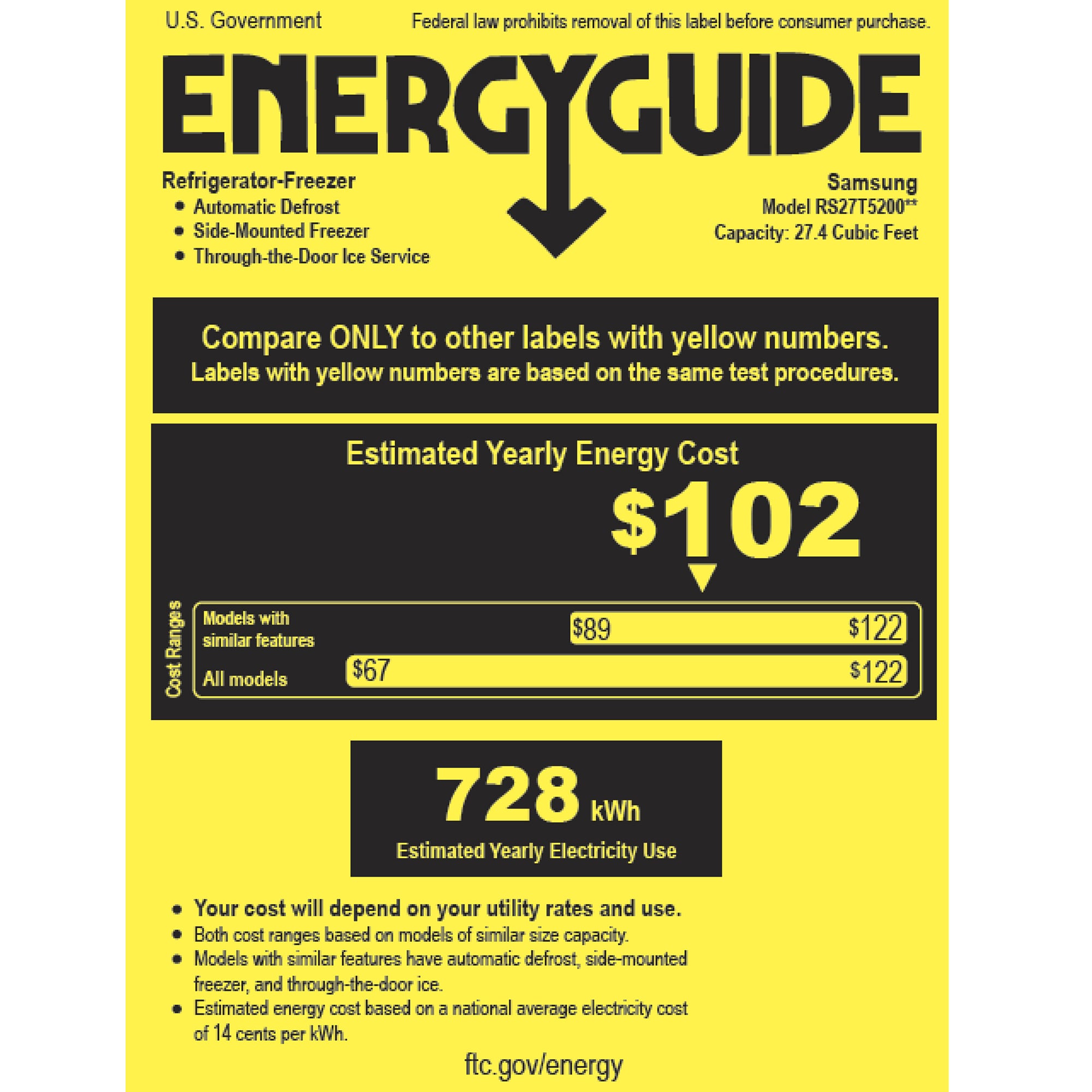 Samsung 36 in. 27.4 cu. ft. Side by Side Refrigerator with Ice & Water Dispenser - Black Stainless, Black Stainless, hires
