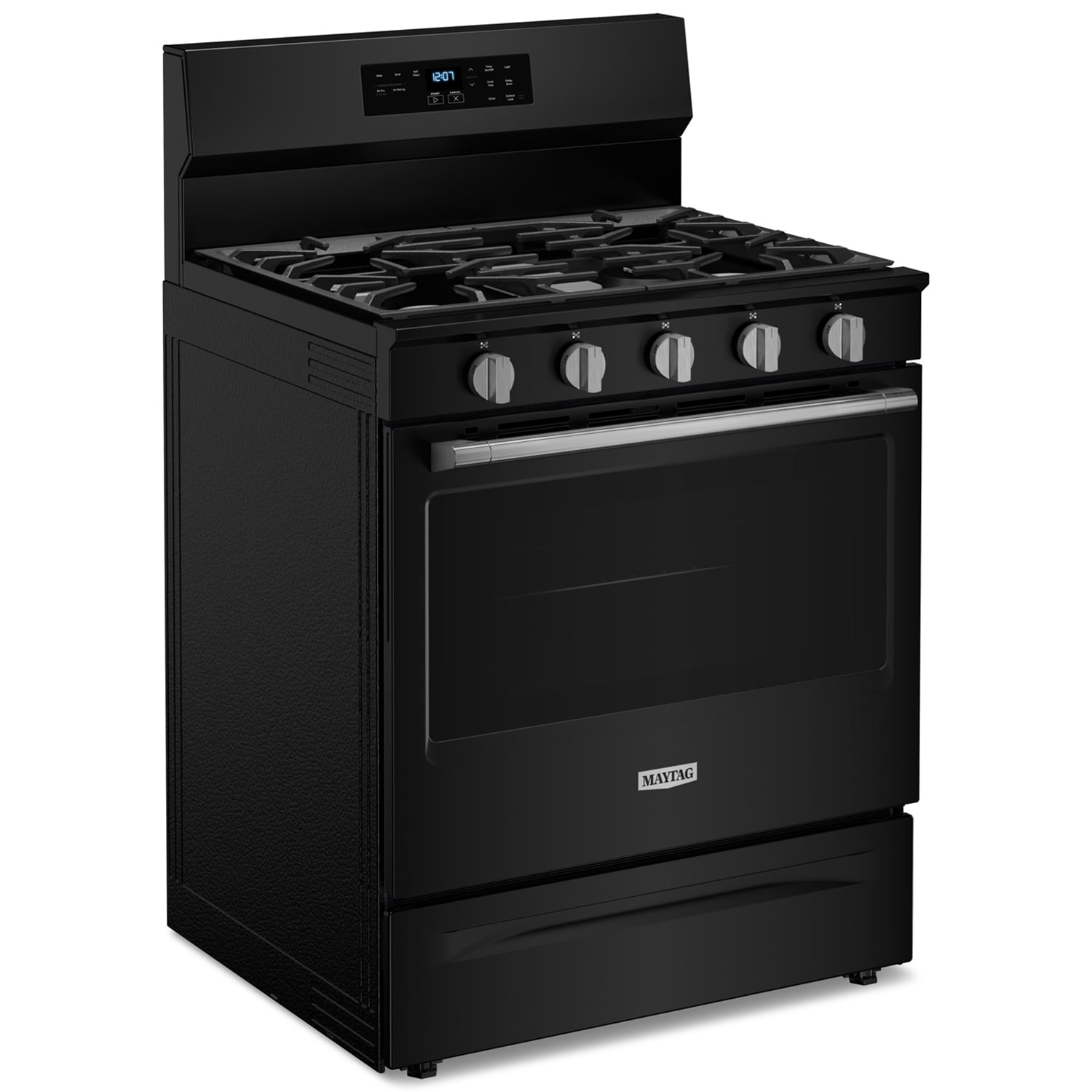 Maytag 30 in. 5 cu. ft. Air Fry Standard Convection Gas Range with 5 Sealed Burners - Black, Black, hires