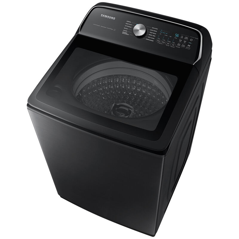 Samsung 27 in. 5.4 cu. ft. Smart Top Load Washer with ActiveWave Agitator and Super Speed Wash - Brushed Black, Brushed Black, hires