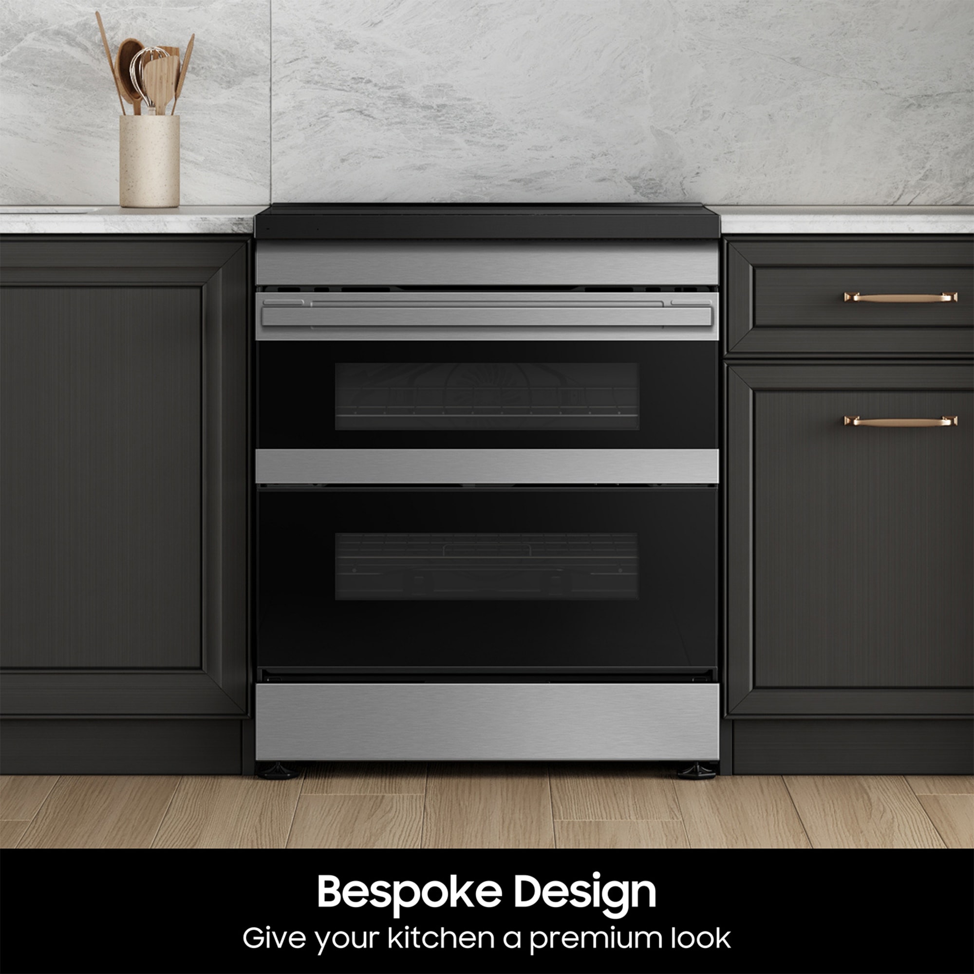 Samsung Bespoke 30 in. 6.1 cu. ft. Smart Air Fry True European Convection Double Oven Slide-In Electric Range with 4 Induction Burners - Stainless Steel, , hires