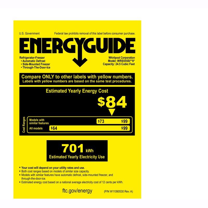 Whirlpool 36 in. 24.5 cu. ft. Side by Side Refrigerator with Ice & Water Dispenser - Black Stainless, Black Stainless, hires